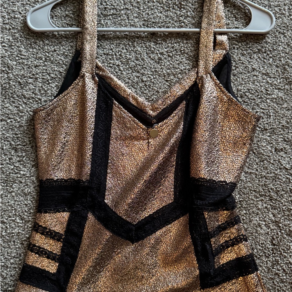 Gold and Black Sleeveless Dress